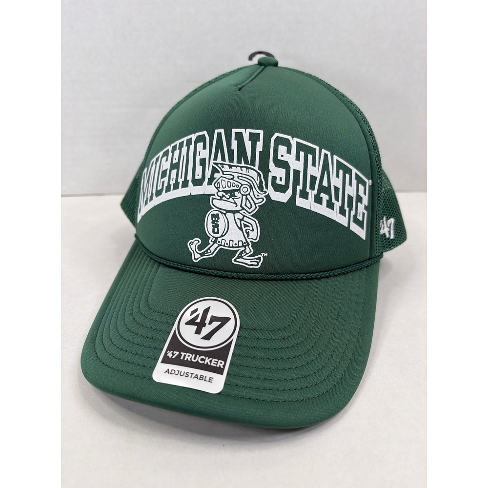 47 Brand Michigan State Spartans Retro Foam Trucker Hat Green Snapback Cap